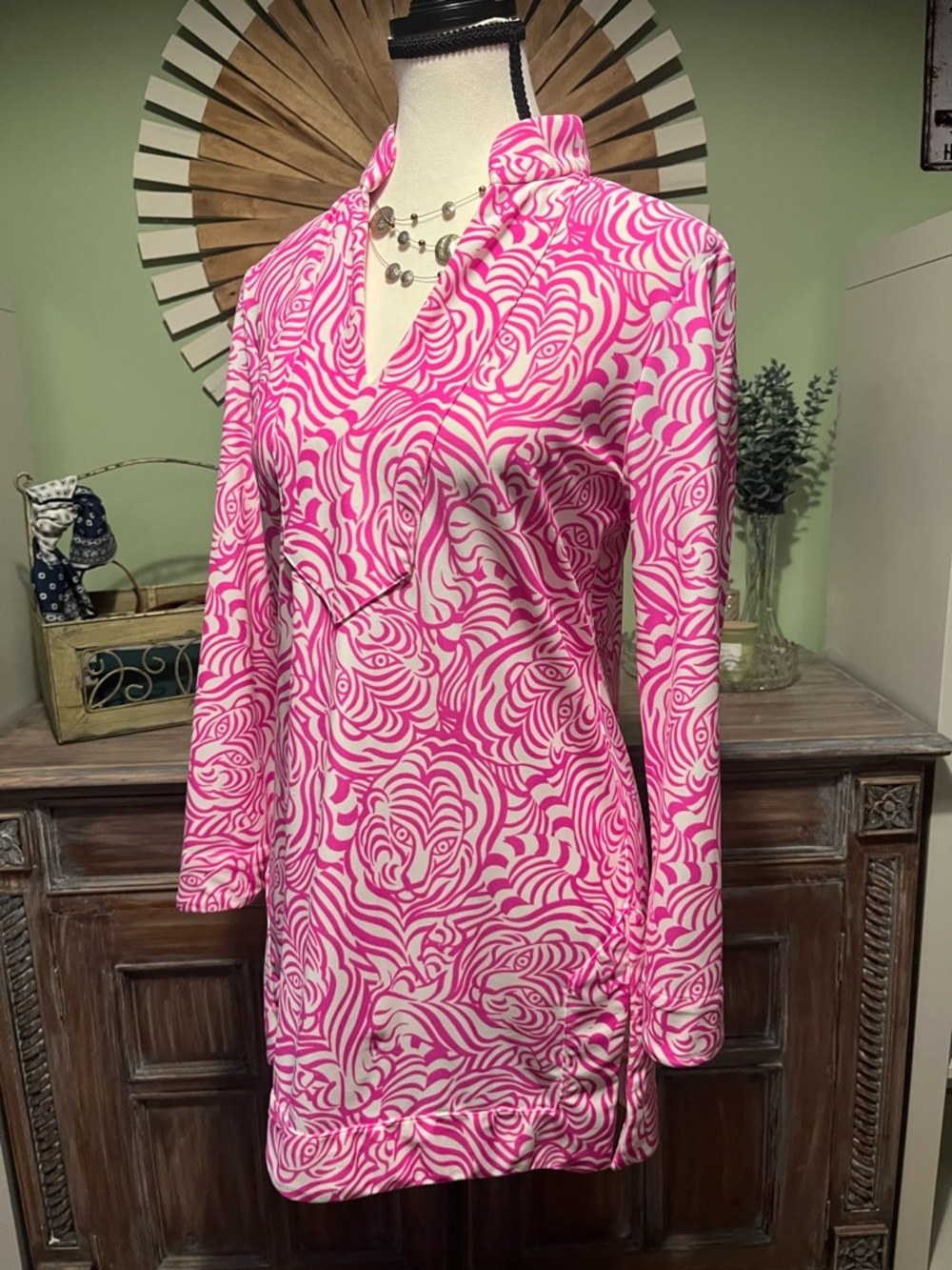 Jude Connally pink and white tiger print tunic